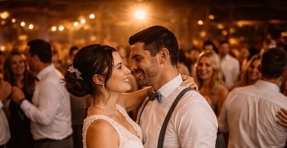Hochzeitsfeier mit emotionalem Hochzeitstanz und stimmungsvoller Beleuchtung in Bünde