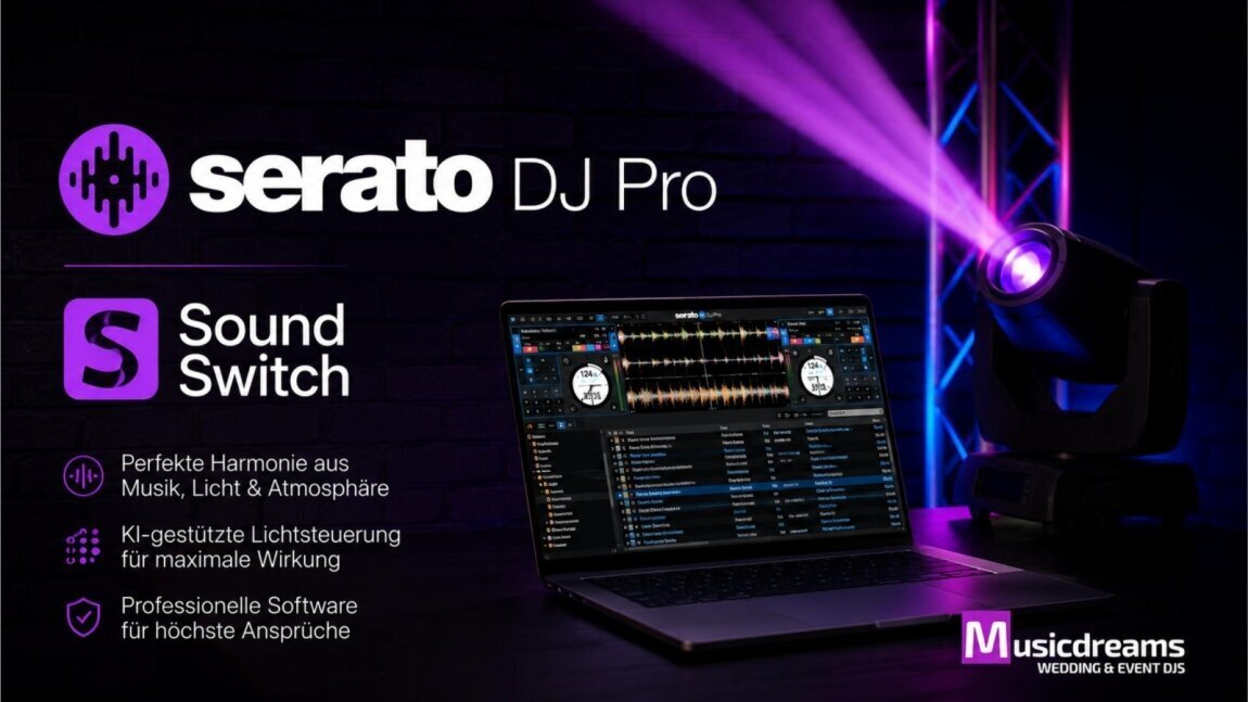 Eventtechnik im Einsatz – DJs bedienen Serato DJ Software und Soundswitch für professionelle Veranstaltungen