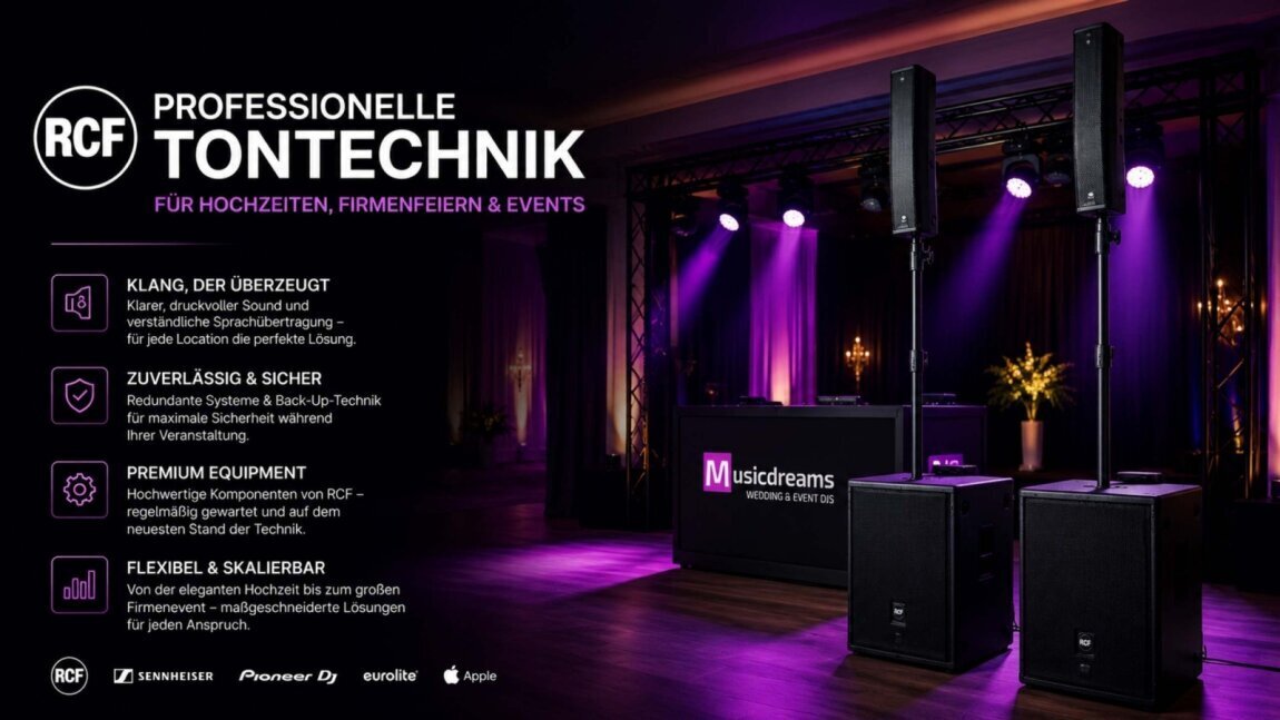 Professionelle Eventtechnik mit hochwertigen RCF Lautsprechern für beste Klangqualität bei Veranstaltungen