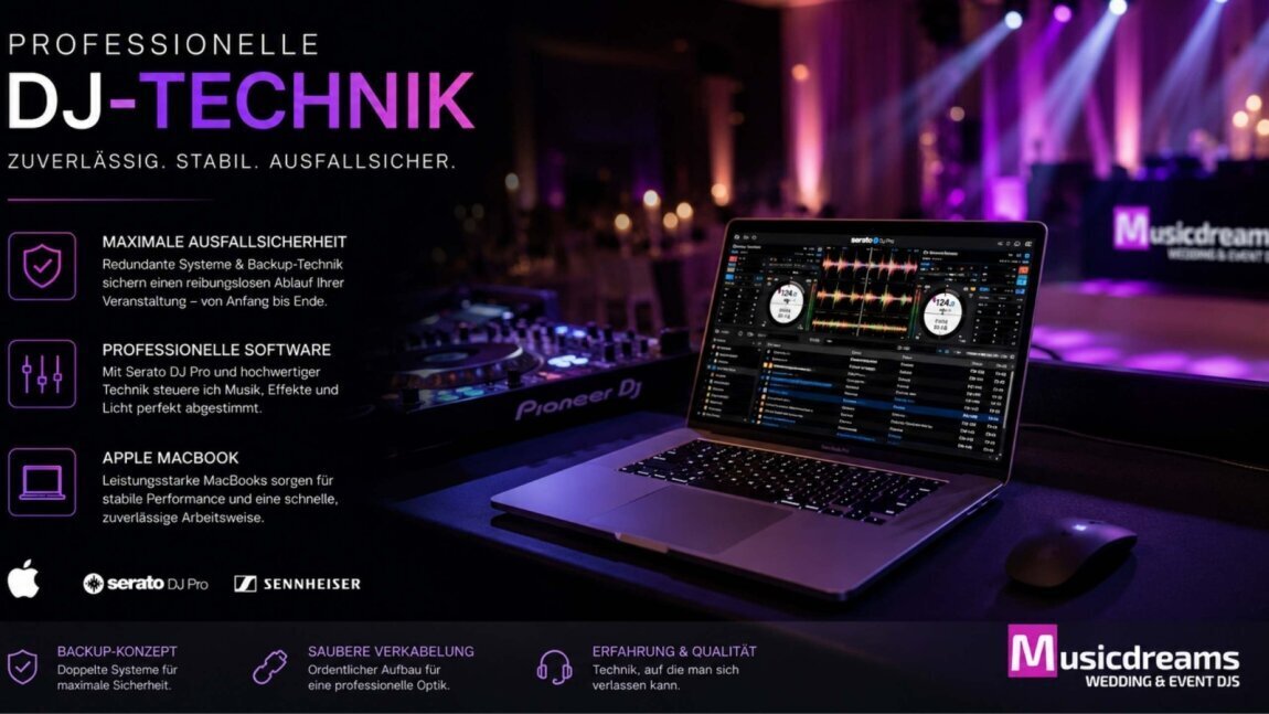 Professionelle Eventtechnik mit Apple MacBooks für zuverlässige und stabile Performance bei Veranstaltungen