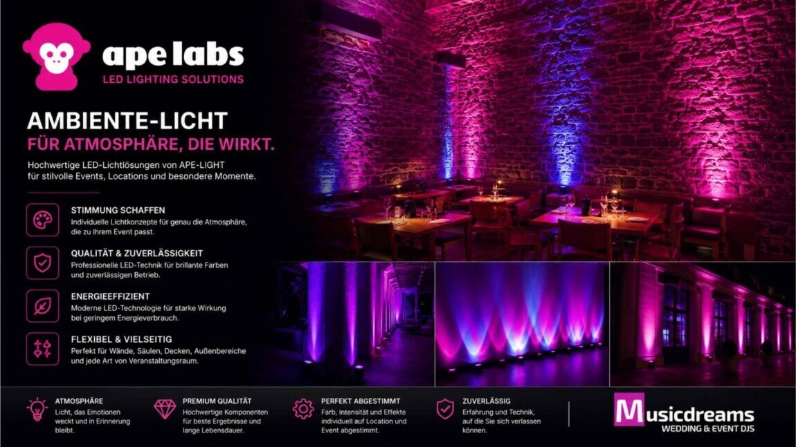 Eventtechnik im Einsatz: Ambiente Strahler von Ape Labs sorgen für beeindruckende Lichtstimmung auf Veranstaltungen